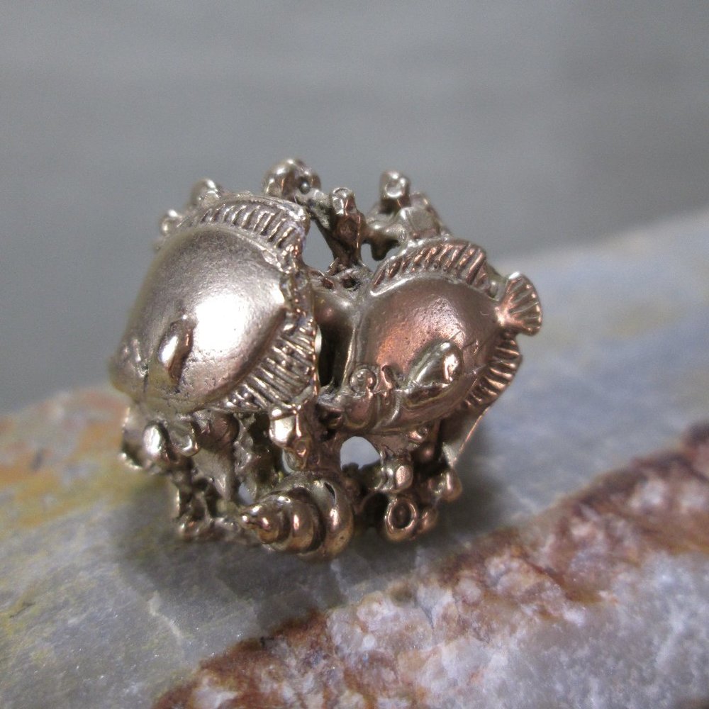 Artisan Bronze Ring  TWO FISH  Tropical Coral Reef